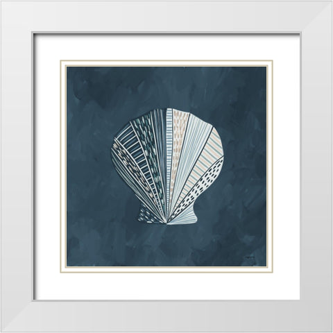 Blue Shell II White Modern Wood Framed Art Print with Double Matting by Brown, Kyra
