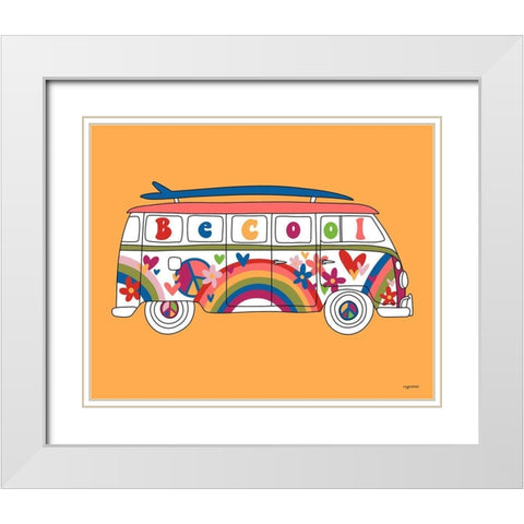 Be Cool Bus White Modern Wood Framed Art Print with Double Matting by Brown, Kyra