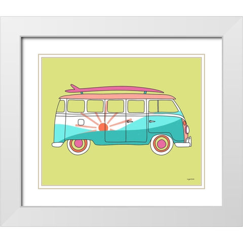 Sun Bus White Modern Wood Framed Art Print with Double Matting by Brown, Kyra