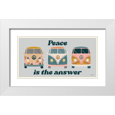 Peace Bus White Modern Wood Framed Art Print with Double Matting by Brown, Kyra