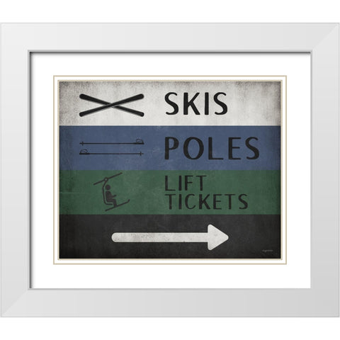 Ski Directions White Modern Wood Framed Art Print with Double Matting by Brown, Kyra