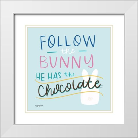 Follow the Bunny White Modern Wood Framed Art Print with Double Matting by Brown, Kyra