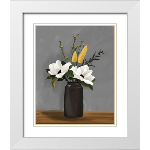 Flowers for Mom White Modern Wood Framed Art Print with Double Matting by Brown, Kyra