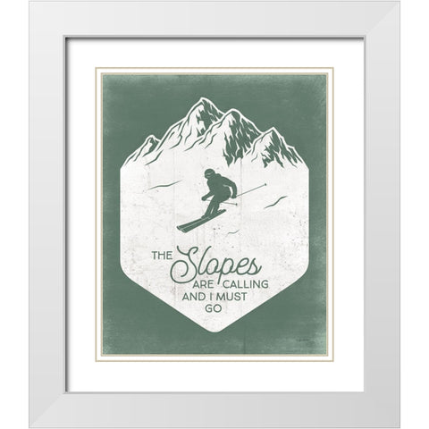 Slopes are Calling White Modern Wood Framed Art Print with Double Matting by Brown, Kyra