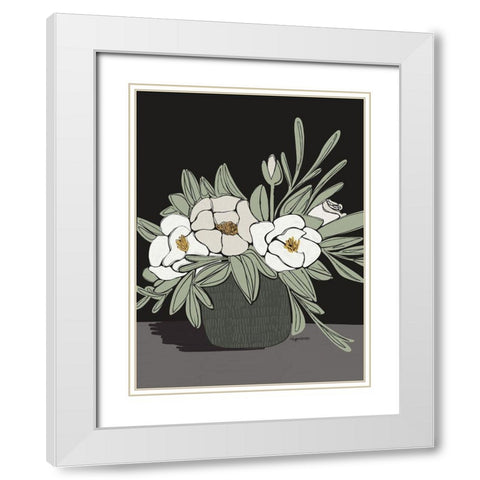 Floral White Modern Wood Framed Art Print with Double Matting by Brown, Kyra