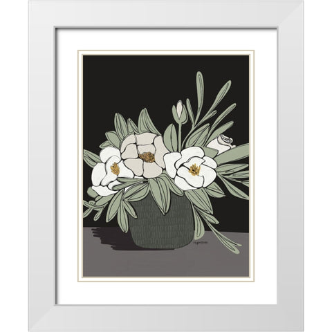 Floral White Modern Wood Framed Art Print with Double Matting by Brown, Kyra
