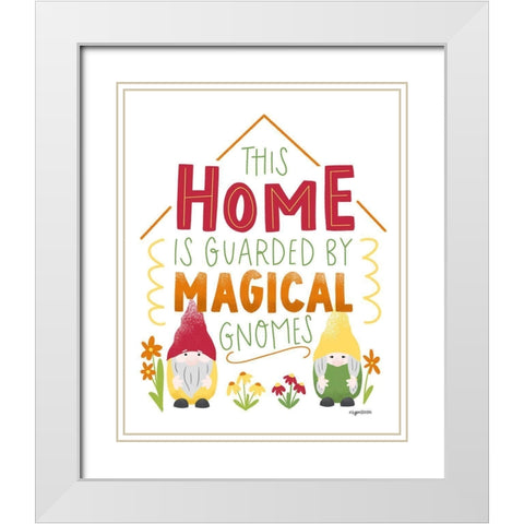 Magical Gnomes White Modern Wood Framed Art Print with Double Matting by Brown, Kyra