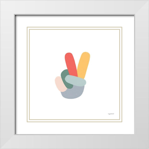 Peace White Modern Wood Framed Art Print with Double Matting by Brown, Kyra