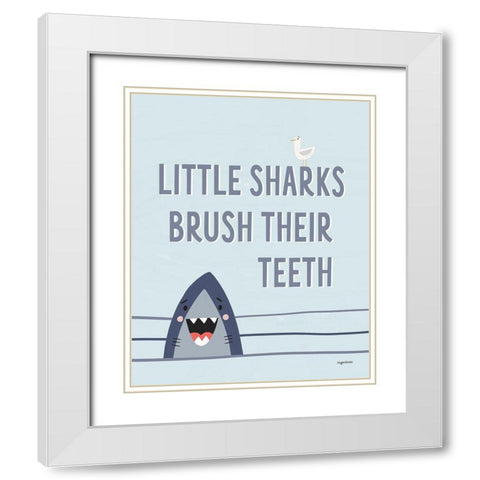 Shark Teeth White Modern Wood Framed Art Print with Double Matting by Brown, Kyra