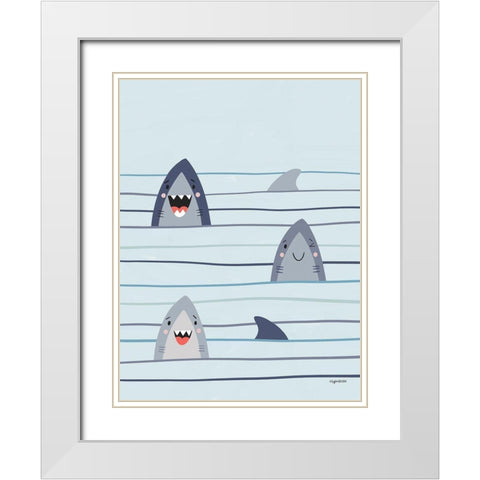 Sharkies White Modern Wood Framed Art Print with Double Matting by Brown, Kyra