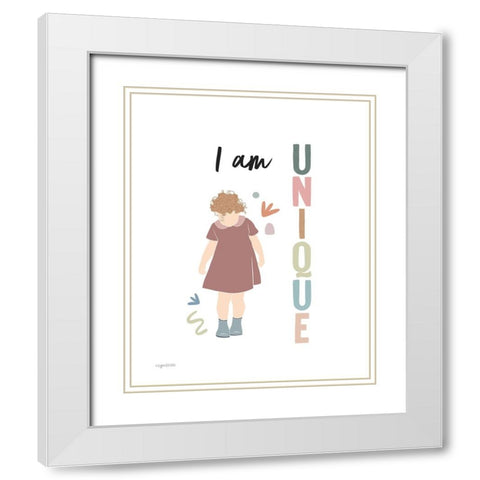 I am Unique White Modern Wood Framed Art Print with Double Matting by Brown, Kyra