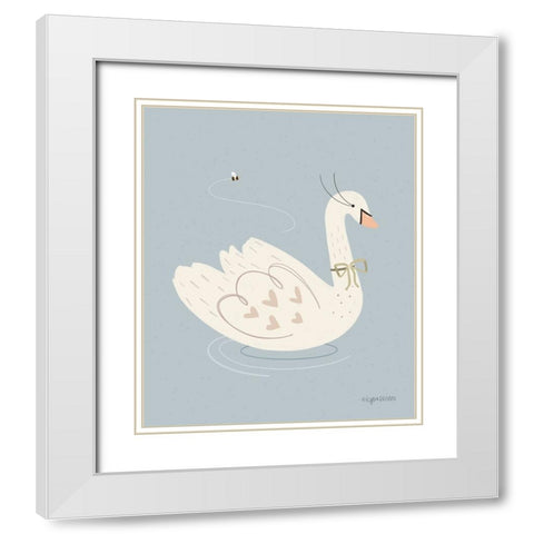 Swan White Modern Wood Framed Art Print with Double Matting by Brown, Kyra