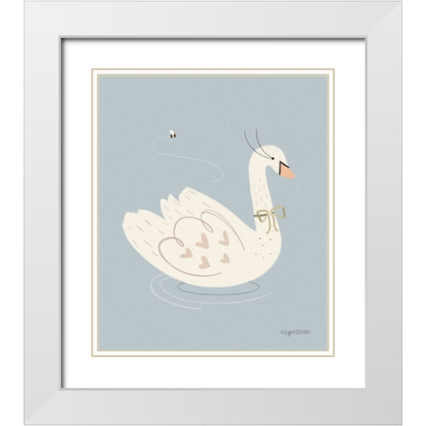 Swan White Modern Wood Framed Art Print with Double Matting by Brown, Kyra