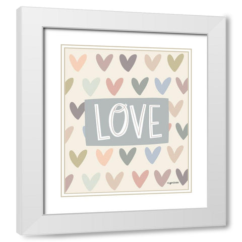 Love and Hearts White Modern Wood Framed Art Print with Double Matting by Brown, Kyra