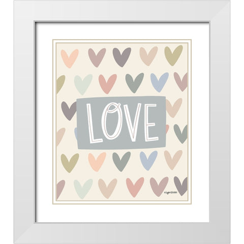 Love and Hearts White Modern Wood Framed Art Print with Double Matting by Brown, Kyra