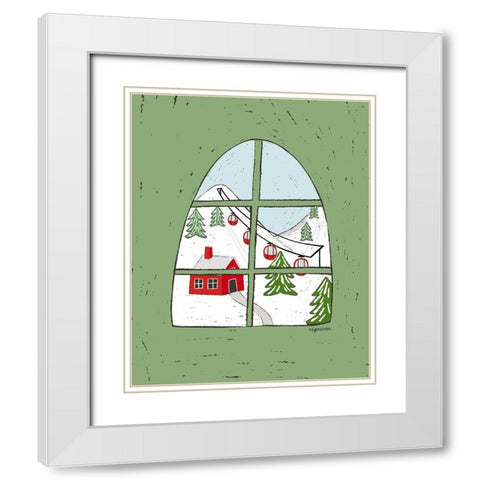 Winter Village White Modern Wood Framed Art Print with Double Matting by Brown, Kyra
