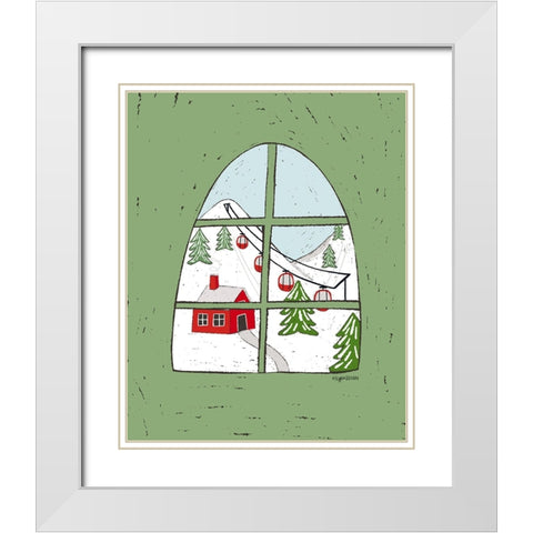 Winter Village White Modern Wood Framed Art Print with Double Matting by Brown, Kyra
