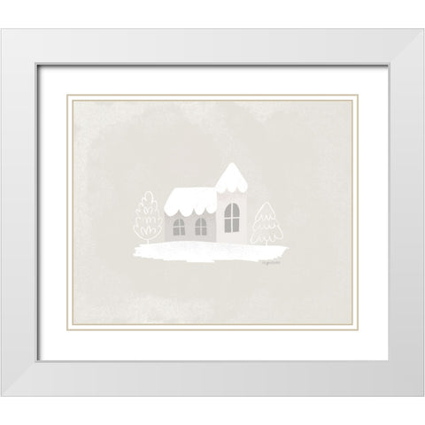 Winter Cottage White Modern Wood Framed Art Print with Double Matting by Brown, Kyra