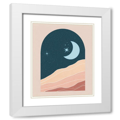 Boho Moon White Modern Wood Framed Art Print with Double Matting by Blue, Nina