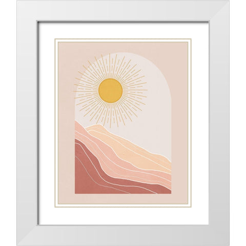 Boho Sun White Modern Wood Framed Art Print with Double Matting by Blue, Nina