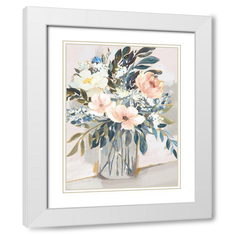 Neutral Bouquet White Modern Wood Framed Art Print with Double Matting by Blue, Nina