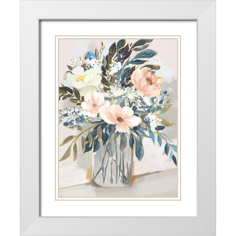 Neutral Bouquet White Modern Wood Framed Art Print with Double Matting by Blue, Nina