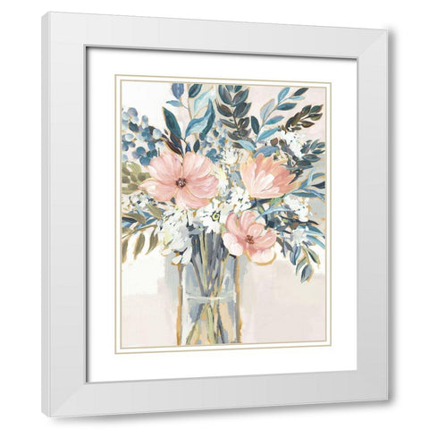 Neutral Bouquet II White Modern Wood Framed Art Print with Double Matting by Blue, Nina
