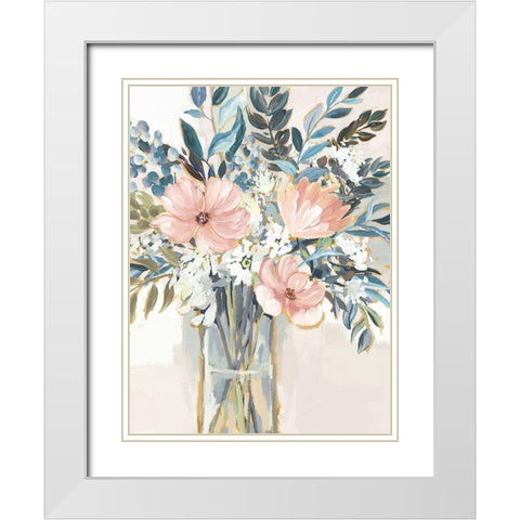 Neutral Bouquet II White Modern Wood Framed Art Print with Double Matting by Blue, Nina