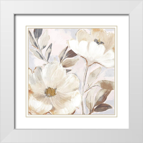 Whisper White Floral White Modern Wood Framed Art Print with Double Matting by Blue, Nina