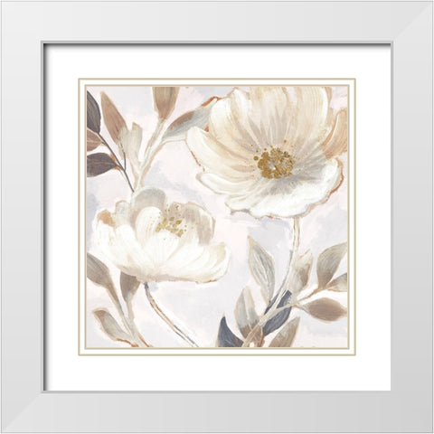 Whisper White Floral II White Modern Wood Framed Art Print with Double Matting by Blue, Nina