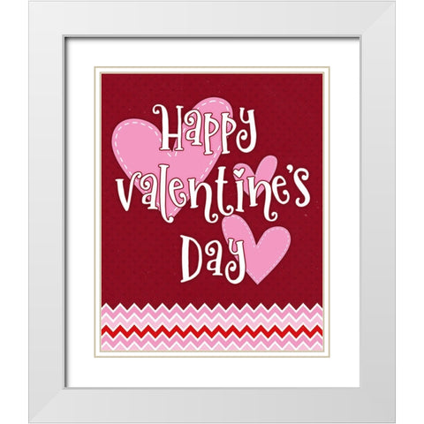 Happy Hearts White Modern Wood Framed Art Print with Double Matting by Blue, Nina