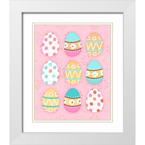 Easter Egg Pink White Modern Wood Framed Art Print with Double Matting by Blue, Nina