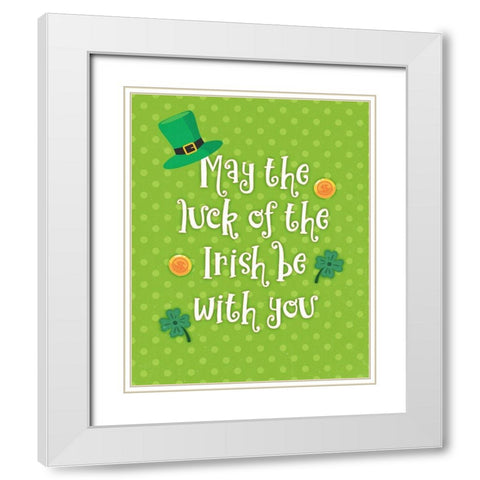 Luck of the Irish White Modern Wood Framed Art Print with Double Matting by Blue, Nina