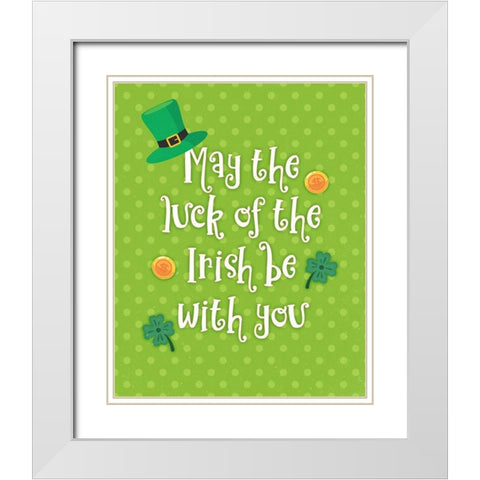 Luck of the Irish White Modern Wood Framed Art Print with Double Matting by Blue, Nina