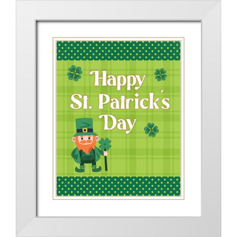 St. Patricks Day White Modern Wood Framed Art Print with Double Matting by Blue, Nina