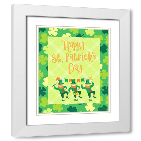 St. Patricks Day Parade White Modern Wood Framed Art Print with Double Matting by Blue, Nina