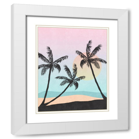 Palm Trees II White Modern Wood Framed Art Print with Double Matting by Blue, Nina
