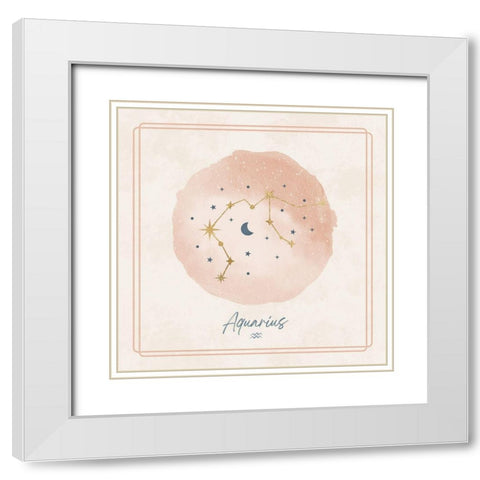 Aquarius White Modern Wood Framed Art Print with Double Matting by Blue, Nina