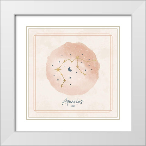 Aquarius White Modern Wood Framed Art Print with Double Matting by Blue, Nina