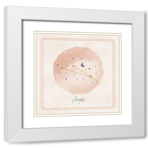 Aries White Modern Wood Framed Art Print with Double Matting by Blue, Nina