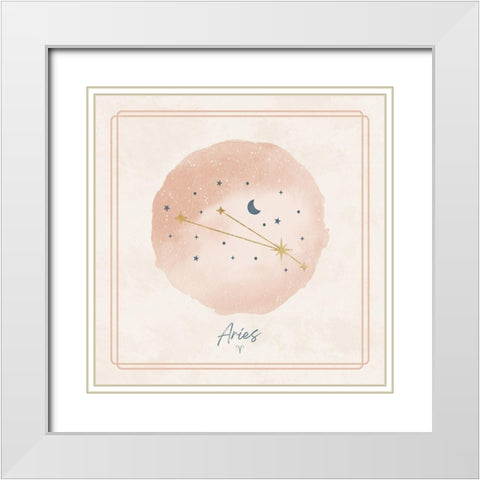 Aries White Modern Wood Framed Art Print with Double Matting by Blue, Nina