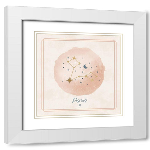 Pisces White Modern Wood Framed Art Print with Double Matting by Blue, Nina