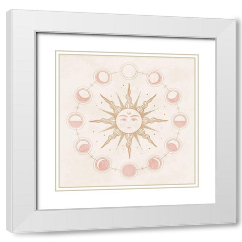 Boho Sun White Modern Wood Framed Art Print with Double Matting by Blue, Nina