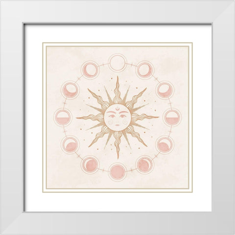 Boho Sun White Modern Wood Framed Art Print with Double Matting by Blue, Nina