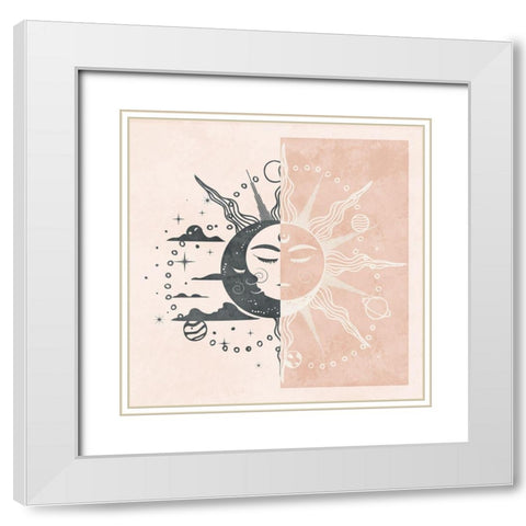 Sun and Moon White Modern Wood Framed Art Print with Double Matting by Blue, Nina