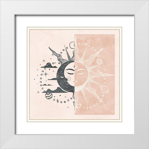 Sun and Moon White Modern Wood Framed Art Print with Double Matting by Blue, Nina