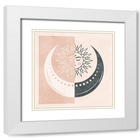 Sun and Moon II White Modern Wood Framed Art Print with Double Matting by Blue, Nina