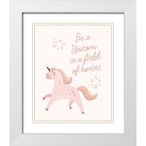 Be a Unicorn White Modern Wood Framed Art Print with Double Matting by Blue, Nina