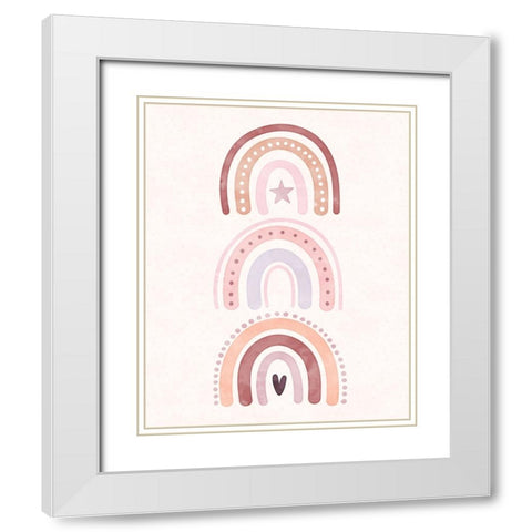 Boho Rainbows White Modern Wood Framed Art Print with Double Matting by Blue, Nina
