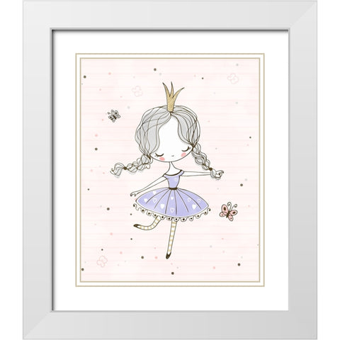 Cute Ballerina II White Modern Wood Framed Art Print with Double Matting by Blue, Nina
